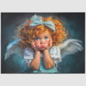 Curly Redhead Angel Girl Decoupage 薄葉紙 (正面)