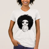 Curlyfroの女の子のフーセンガムの自然な毛の黒T-Shir Tシャツ (正面)