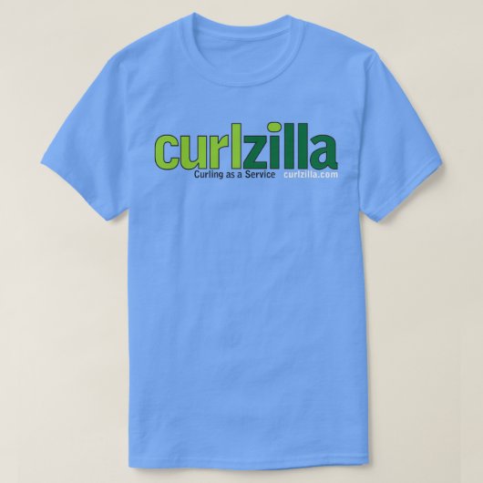 Curlzilla Curlingサービスロゴ Tシャツ (デザイン正面)