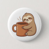 Current Mood Sloth Coffee Pin Button 缶バッジ (正面)