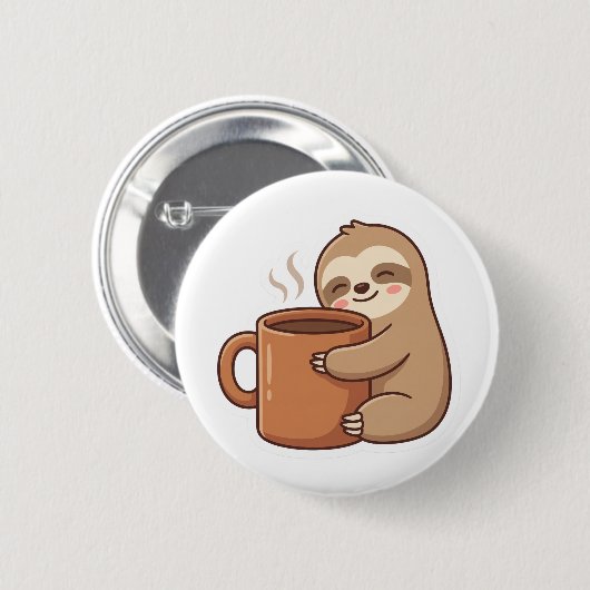 Current Mood Sloth Coffee Pin Button 缶バッジ (正面&裏面)
