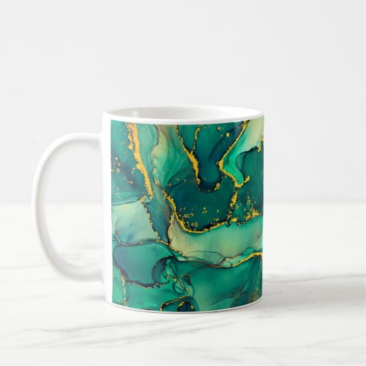 Currents of translucent hues, snaking metallic swi コーヒーマグカップ (左)