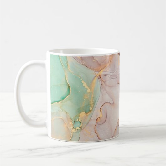 Currents of translucent hues, snaking metallic swi コーヒーマグカップ (左)
