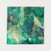 Currents of translucent hues, snaking metallic swi タペストリー (正面(横))