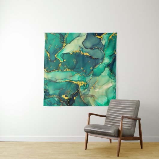 Currents of translucent hues, snaking metallic swi タペストリー (インサイチュ)