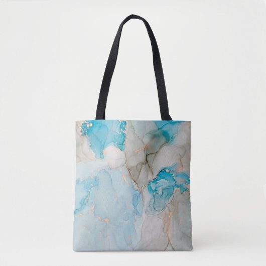 Currents of translucent hues, snaking metallic swi トートバッグ (正面)