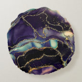 Currents of translucent hues, snaking metallic swi ラウンドクッション (裏面)