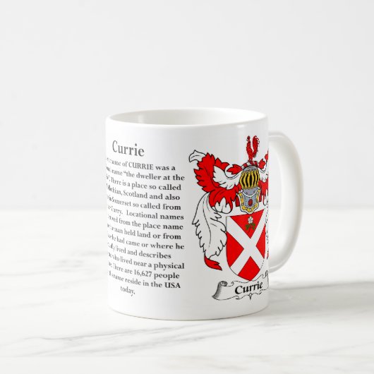 Currie家族の紋章付き外衣 コーヒーマグカップ (正面右)