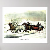 Currier & Ives Lithograph: The Sleigh Race ポスター (正面)
