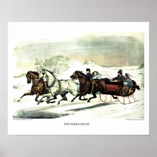 Currier & Ives Lithograph: The Sleigh Race ポスター (正面)