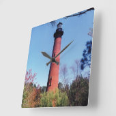 Currituckの灯台 スクエア壁時計 (傾斜)