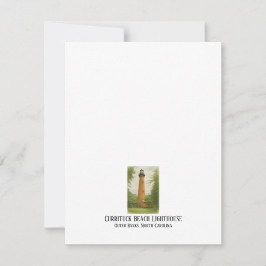 Currituck Beach Lighthouse Watercolor ノートカード (裏面)