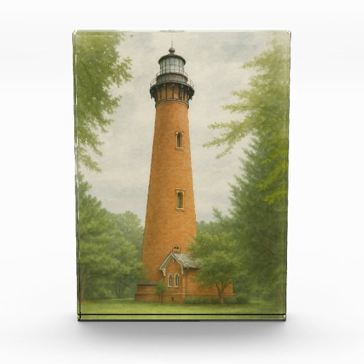 Currituck Beach Lighthouse Watercolor フォトブロック (正面)