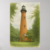 Currituck Beach Lighthouse Watercolor ポスター (正面)