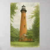 Currituck Beach Lighthouse Watercolor ポスター (正面)