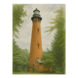 Currituck Beach Lighthouse Watercolor ポスター