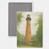 Currituck Beach Lighthouse Watercolor マグネット (正面/裏面)