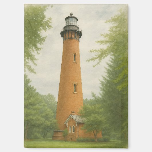 Currituck Beach Lighthouse Watercolor マグネット (正面)