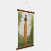 Currituck Beach Lighthouse Watercolor 吊り下げ型タペストリー (傾斜あり)