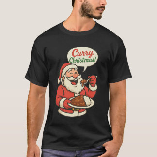 Curry Christmas – Funny Santa Eating Japanese food Tシャツ