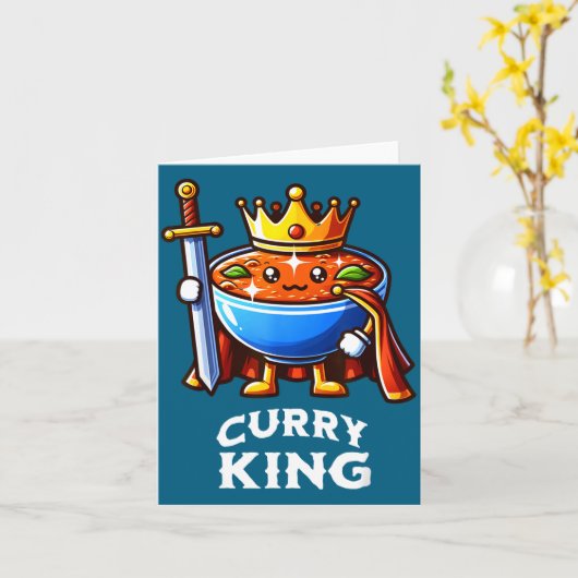Curry King Funny Quote Curry Indian Food Lover  カード (黄色い花)