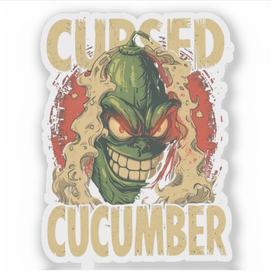 Cursed Cucumber Funny Halloween Cucumber Pun  シール (正面)