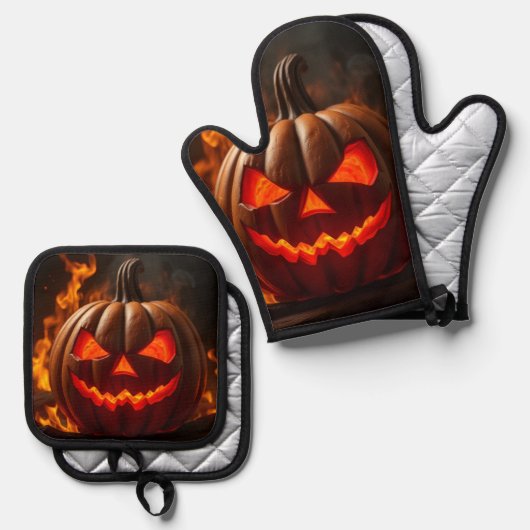 Cursed Jack-O-Lantern Hellfire Oven Mitt Set 鍋つかみ&鍋敷きセット (正面/裏面)