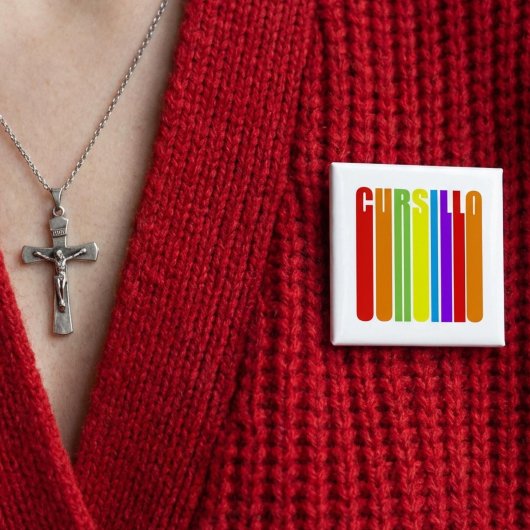 Cursillo Colorful Elongated Text Christian Faith 缶バッジ