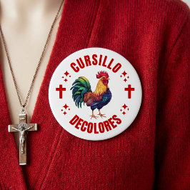 Cursillo Decolores Colorful Rooster with Crosses 缶バッジ