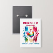 Cursillo DeColores Rooster & Cross Brush Strokes 缶バッジ (正面/裏面)