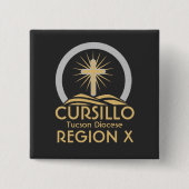 Cursillo Radiant Cross on Hill 教区 & 地域名 缶バッジ (正面)