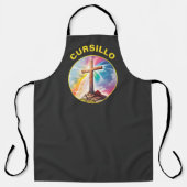 Cursillo Wood Cross With Rainbow and Clouds エプロン (正面)