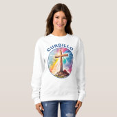 Cursillo Wood Cross With Rainbow and Clouds スウェットシャツ (正面フル)