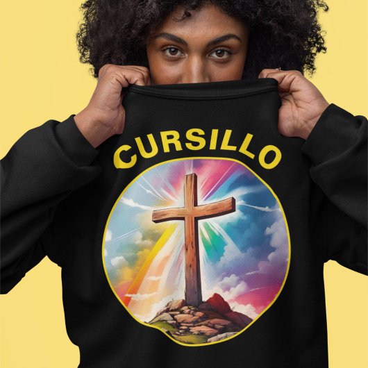 Cursillo Wood Cross With Rainbow and Clouds スウェットシャツ