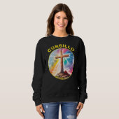 Cursillo Wood Cross With Rainbow and Clouds スウェットシャツ (正面フル)