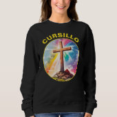 Cursillo Wood Cross With Rainbow and Clouds スウェットシャツ (正面)
