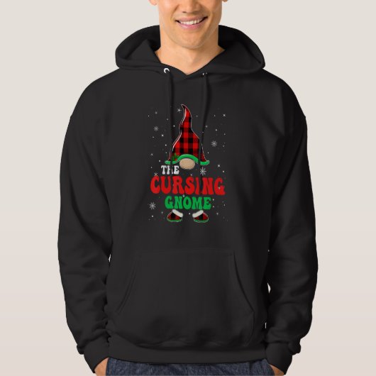 Cursing Gnome Buffalo Plaid Matching Family Christ パーカ (正面)