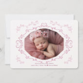 Cursiveフレーム写真の誕生のお知らせ 招待状 (正面)