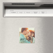 Cursive Chic Save the Date 結婚's Photo Magnet マグネット (インサイチュ (食洗機))