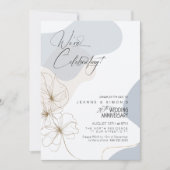 Cursive Floral 20th Anniversary Dusty Blue ID1168 招待状 (正面)