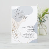 Cursive Floral 20th Anniversary Dusty Blue ID1168 招待状 (スタンド正面)