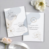 Cursive Floral 60th Anniversary Dusty Blue ID1168 招待状