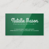 Curssiveこんにちは |緑の光沢 名刺 (裏面)