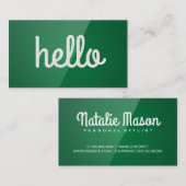 Curssiveこんにちは |緑の光沢 名刺 (正面/裏面)