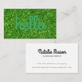 Curssiveこんにちは |草の背景 名刺 (正面/裏面)