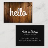 Curssive Hello Woodパネル 名刺 (正面/裏面)