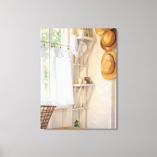 Curtain in the Wind Stretched Canvas Print キャンバスプリント (正面)