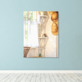 Curtain in the Wind Stretched Canvas Print キャンバスプリント (インサイチュ (ウッドフロア))