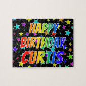 "CURTIS"名、おもしろい"ハッピーバースデー" ジグソーパズル (横)