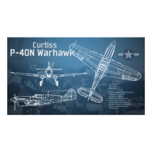 Curtiss P-40ワルホーク青写真 フォトプリント